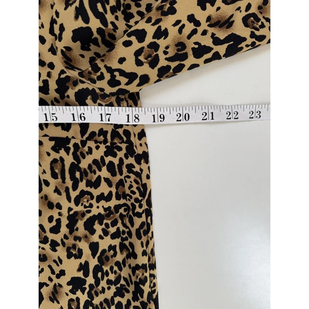 J.Crew Top Leopard Animal Print XS Long-Sleeve Ruffle-Neck Crepe Chic